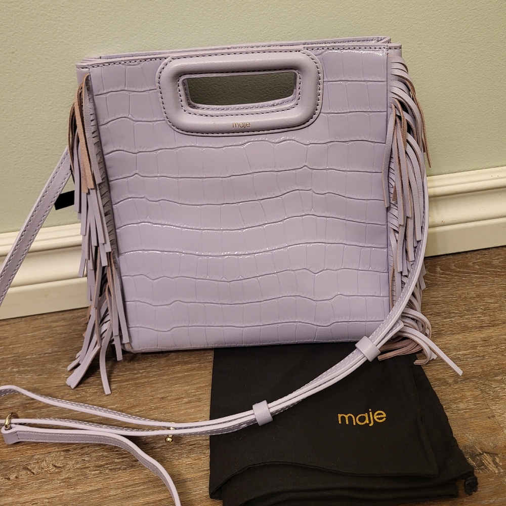 Maje M Embossed Leather Bag Violet        (rare color to find) - Picture 3 of 14